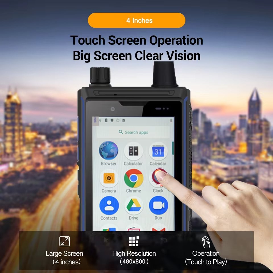 C03 3G 4G 4 inch Touch Smartphone with 4W DMR Digital Analog PTT walkie talkie wifi bluetooth PDA terminal NFC SOS Rugged phone